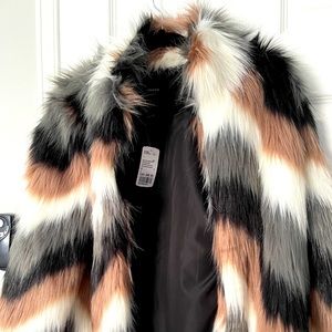Brand New Faux Fur Tri colour jacket
